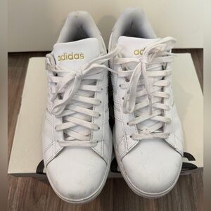 Adidas White Shoes with Gold